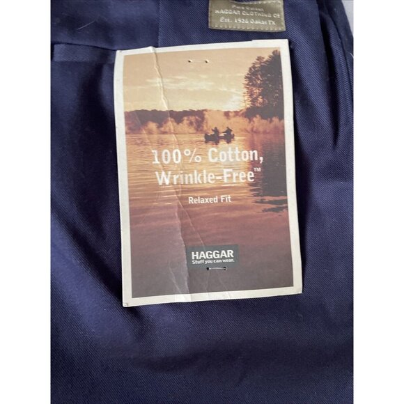 Haggar Mens Pleated Front Shorts 54W Dark Purple Full Cotton Elastic Waist Made - Picture 11 of 11